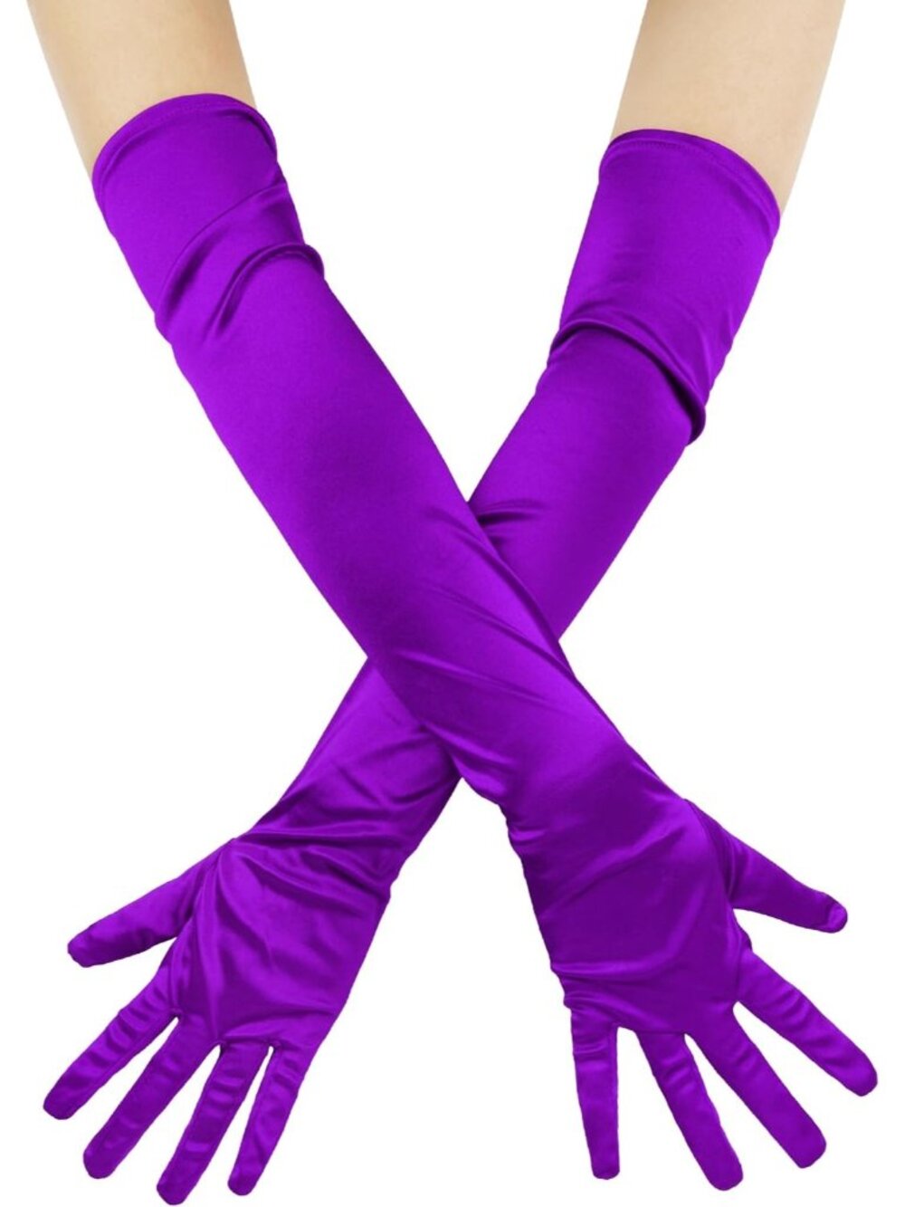Women's Purple 1920s Long Elbow Length For Bridal Evening Satin Opera Gloves
